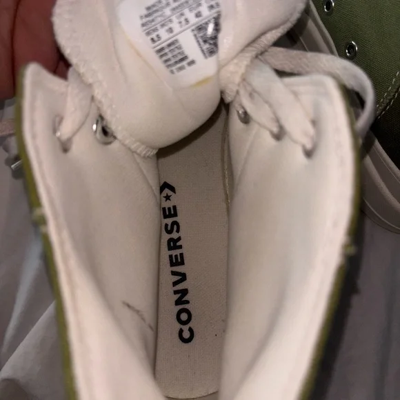 Converse Olive Green High-Tops with White Trim - Picture 5 of 6